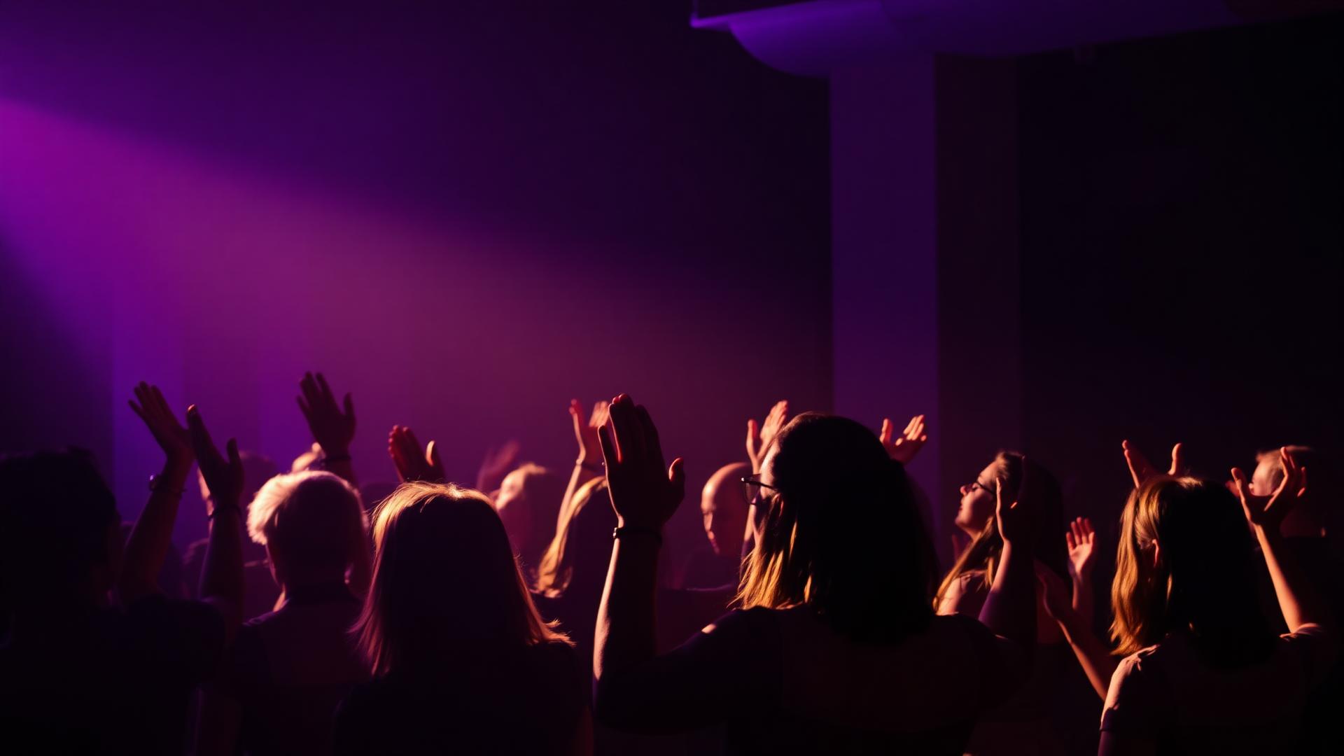 Congregation with raised hands during gospel worship